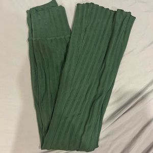 Aerie Green Stripped Flares